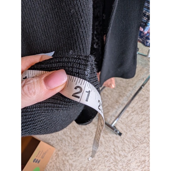 Reformation Romey Black Merino Ribbed Sweater Flare Sleeve Med Minimalist Luxury - Picture 8 of 10